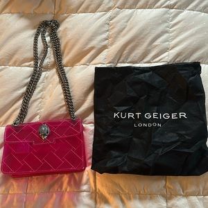 mini hot pink vinyl bag by Kurt Geiger